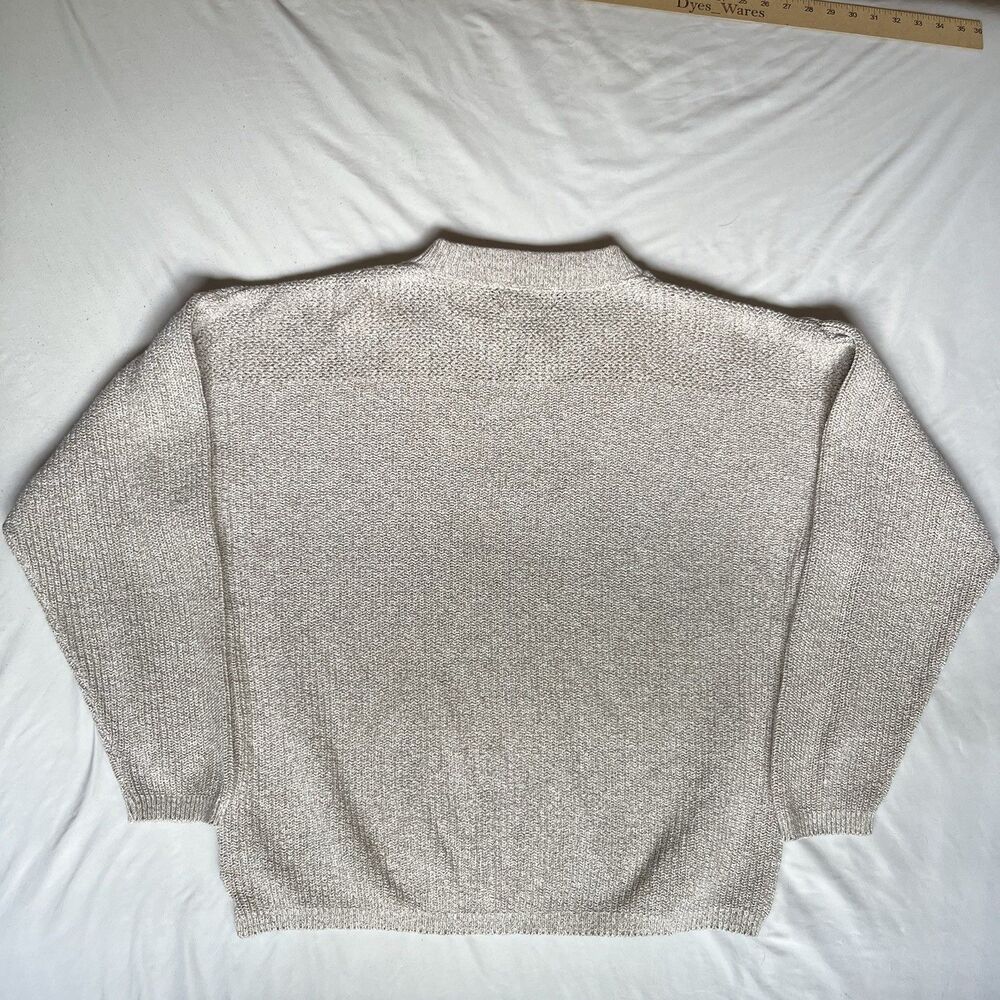 Vintage Eddie Bauer Sweater Mens XL Beige Henley 90s Ribbed Grandpa USA Made - Picture 2 of 10